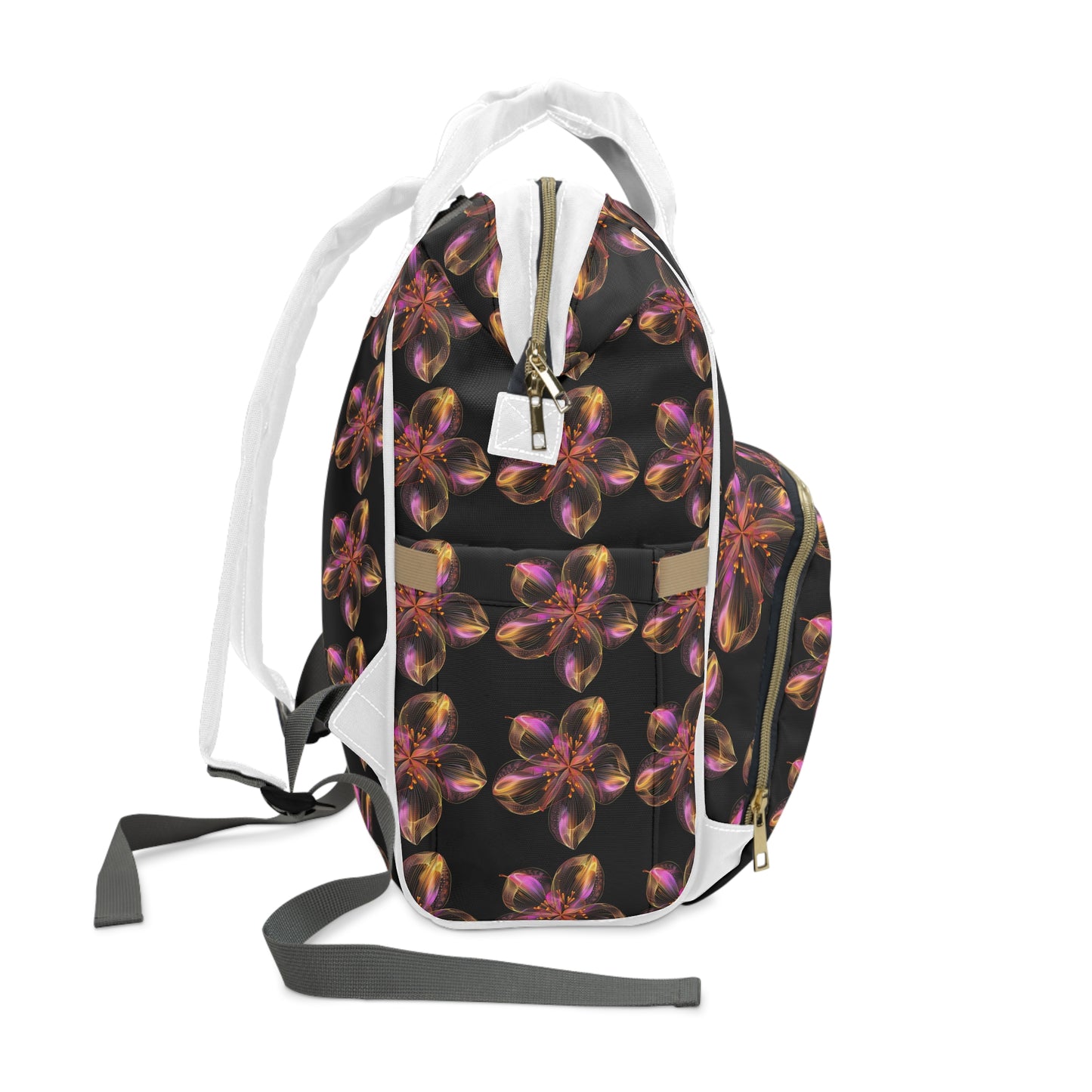 -Elevate Your Journey: Multifunctional Diaper Backpack with Flower Design