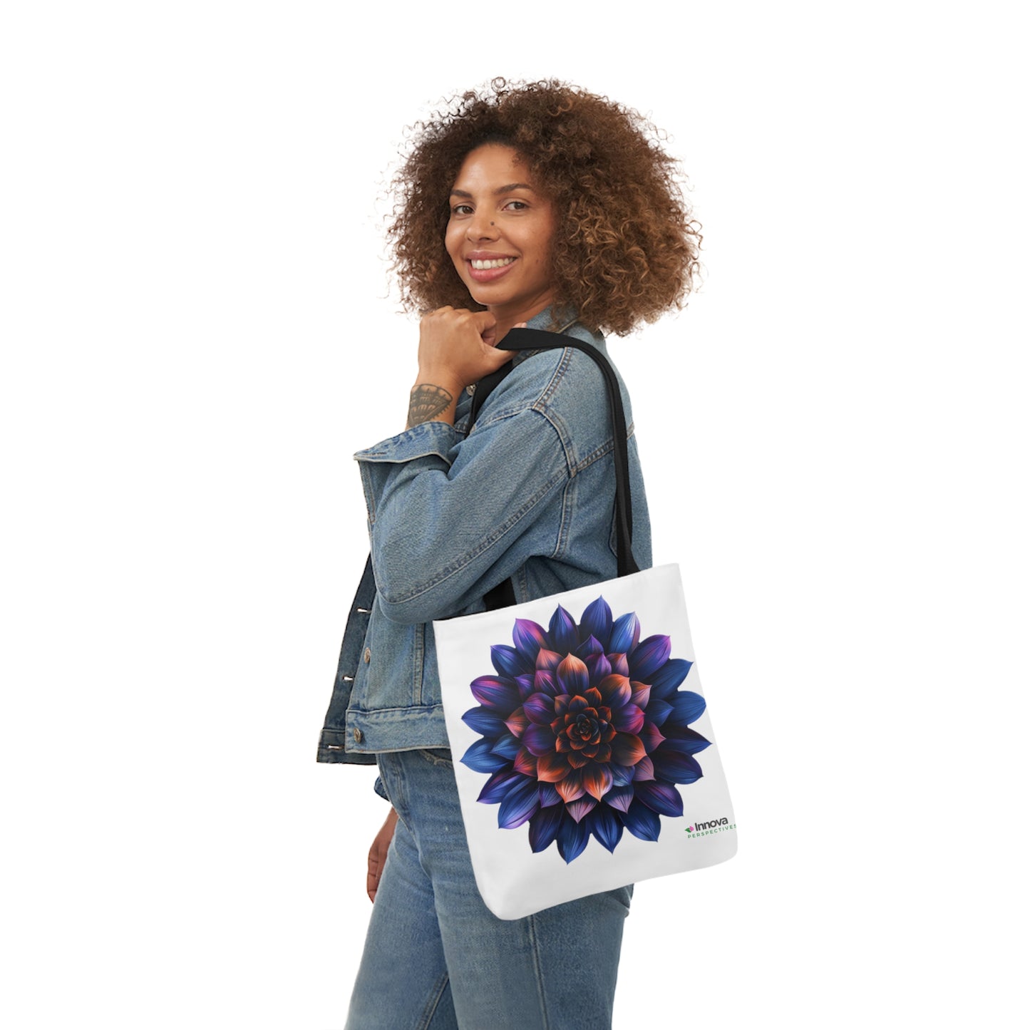 Flower of Life design Canvas Tote Bag, 5-Color Straps