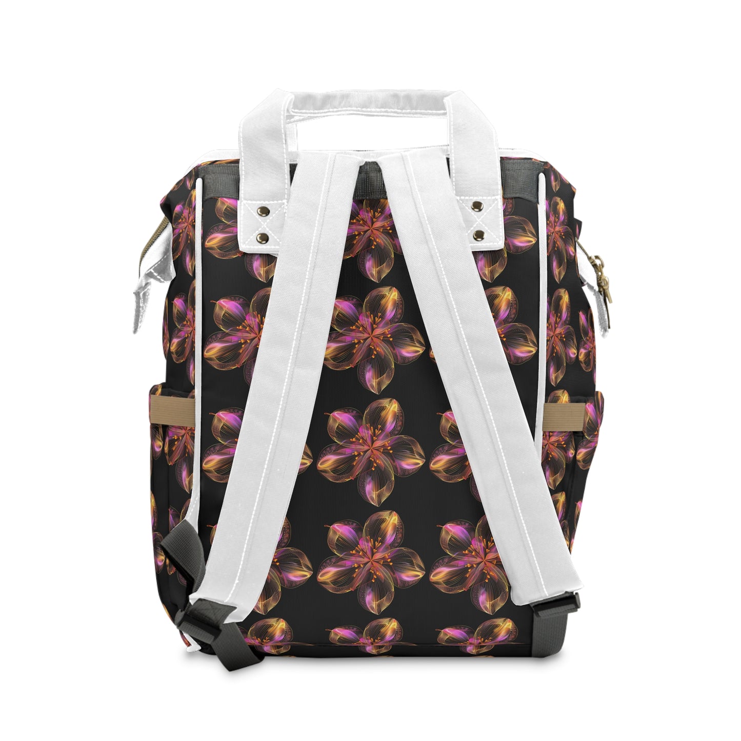 -Elevate Your Journey: Multifunctional Diaper Backpack with Flower Design