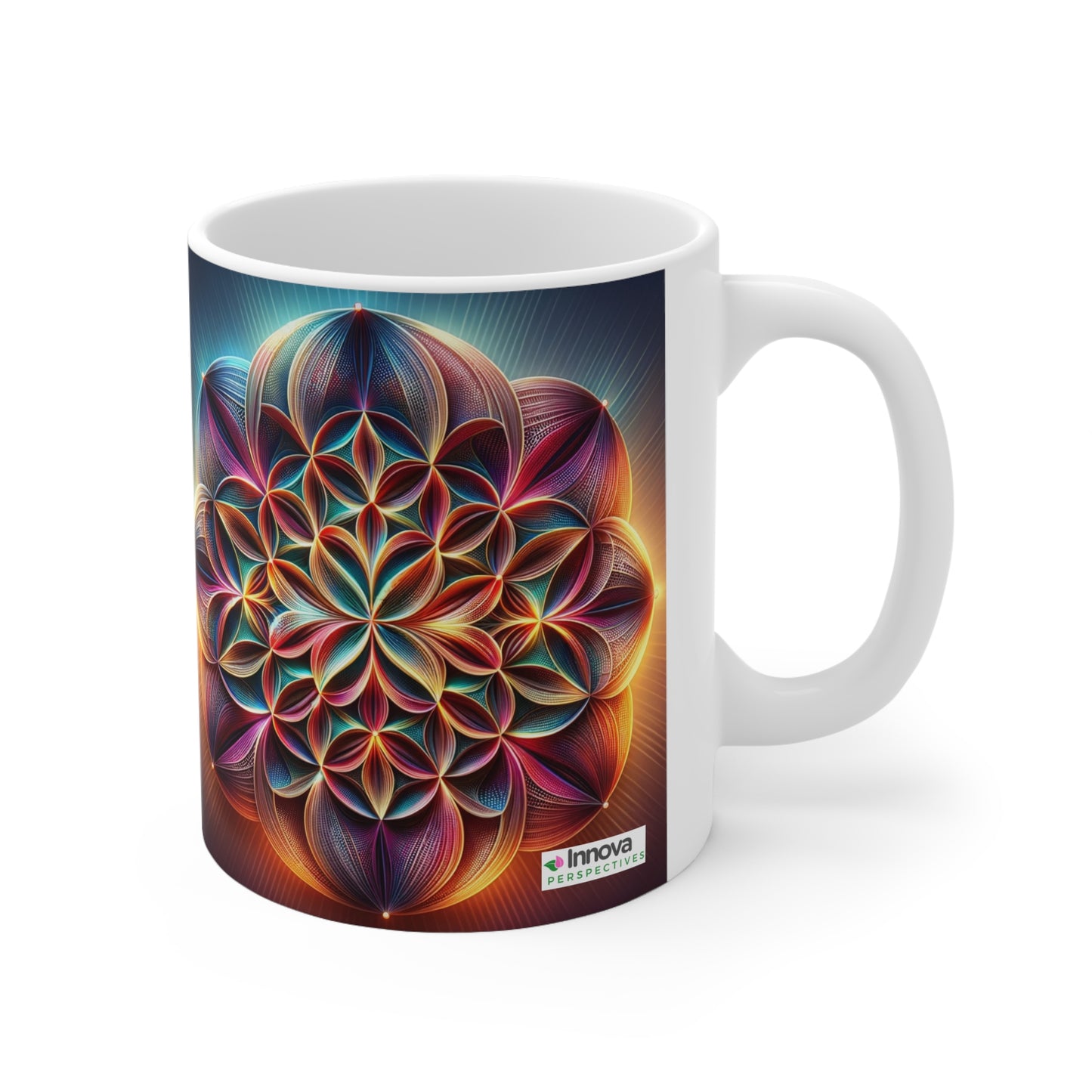 Tri-Color Flower of Life Ceramic Mug – BPA-Free 11oz / 325 ml / 0.33l