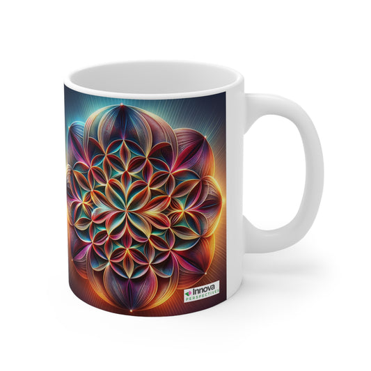 Tri-Color Flower of Life Ceramic Mug – BPA-Free 11oz / 325 ml / 0.33l