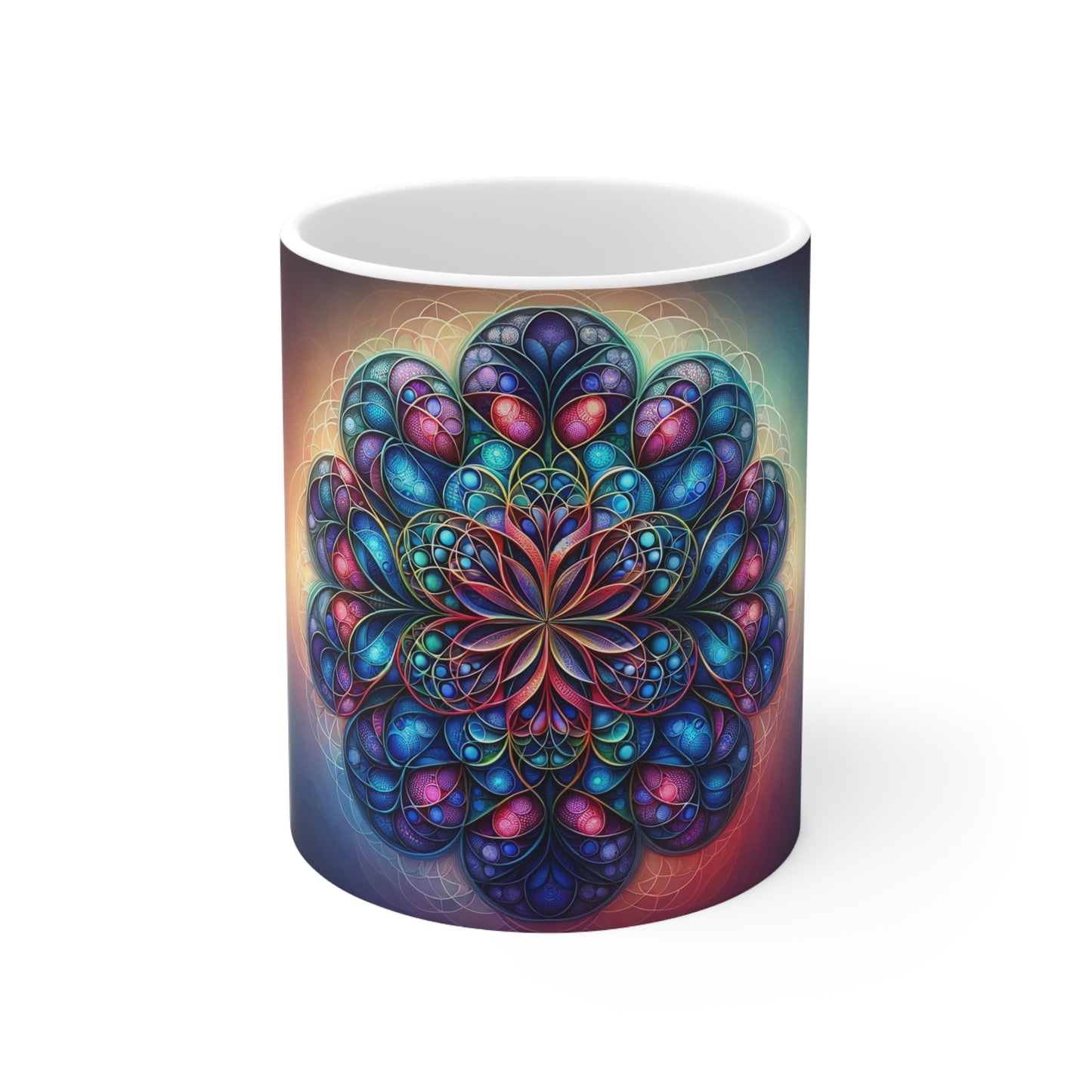 Sustainable 11oz/325ml Ceramic Mug – Flower of Life, Free from BPA & Lead