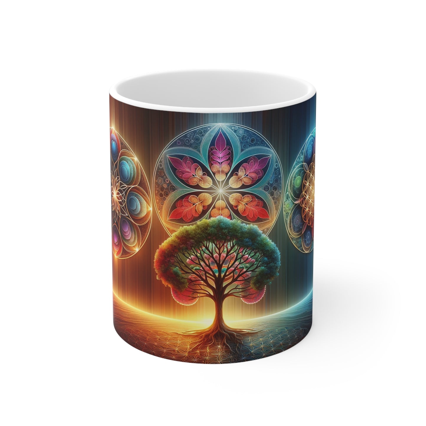 BPA and Lead-Free Flower and Tree of Life Mug – Durable Ceramic, 11oz/325ml