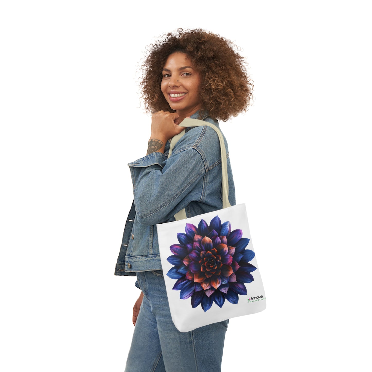 Flower of Life design Canvas Tote Bag, 5-Color Straps