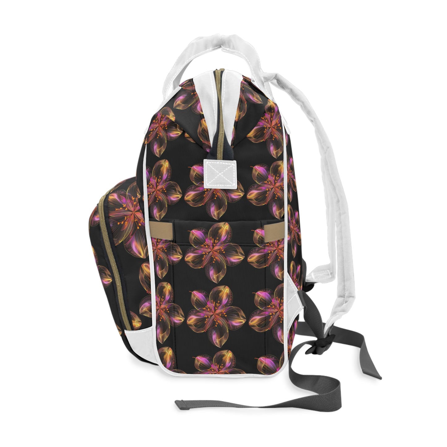 -Elevate Your Journey: Multifunctional Diaper Backpack with Flower Design