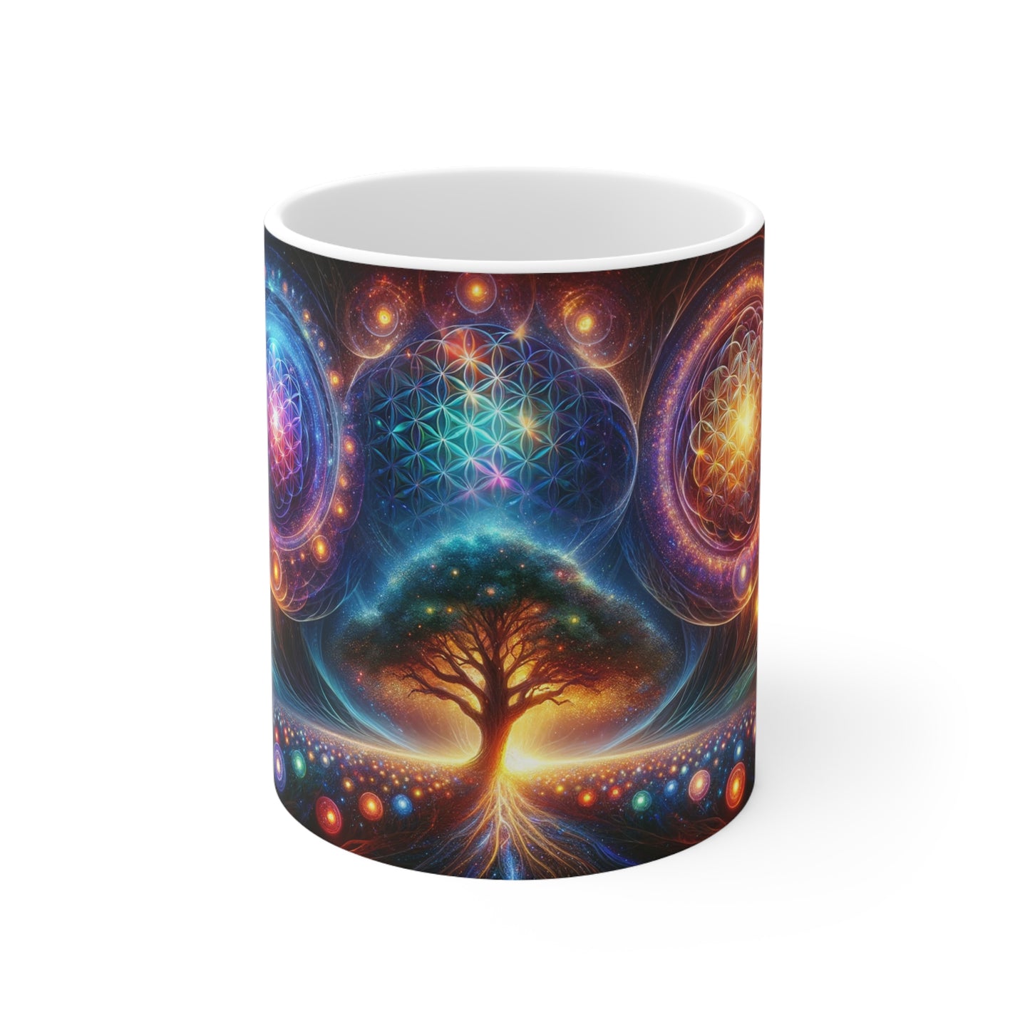 Flower and Tree of Life Mug, 11oz/325ml – Eco-Conscious Ceramic, No Lead or BPA