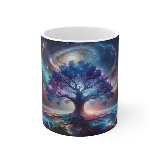 Tasse en céramique Arbre de Vie et Cosmos – Sans plomb ni BPA 11oz / 325 ml / 0,33l