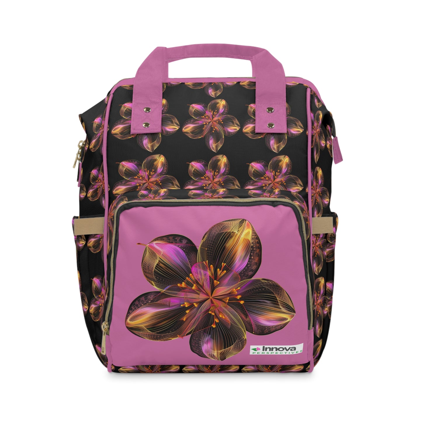 -Elevate Your Journey: Multifunctional Diaper Backpack with Flower Design