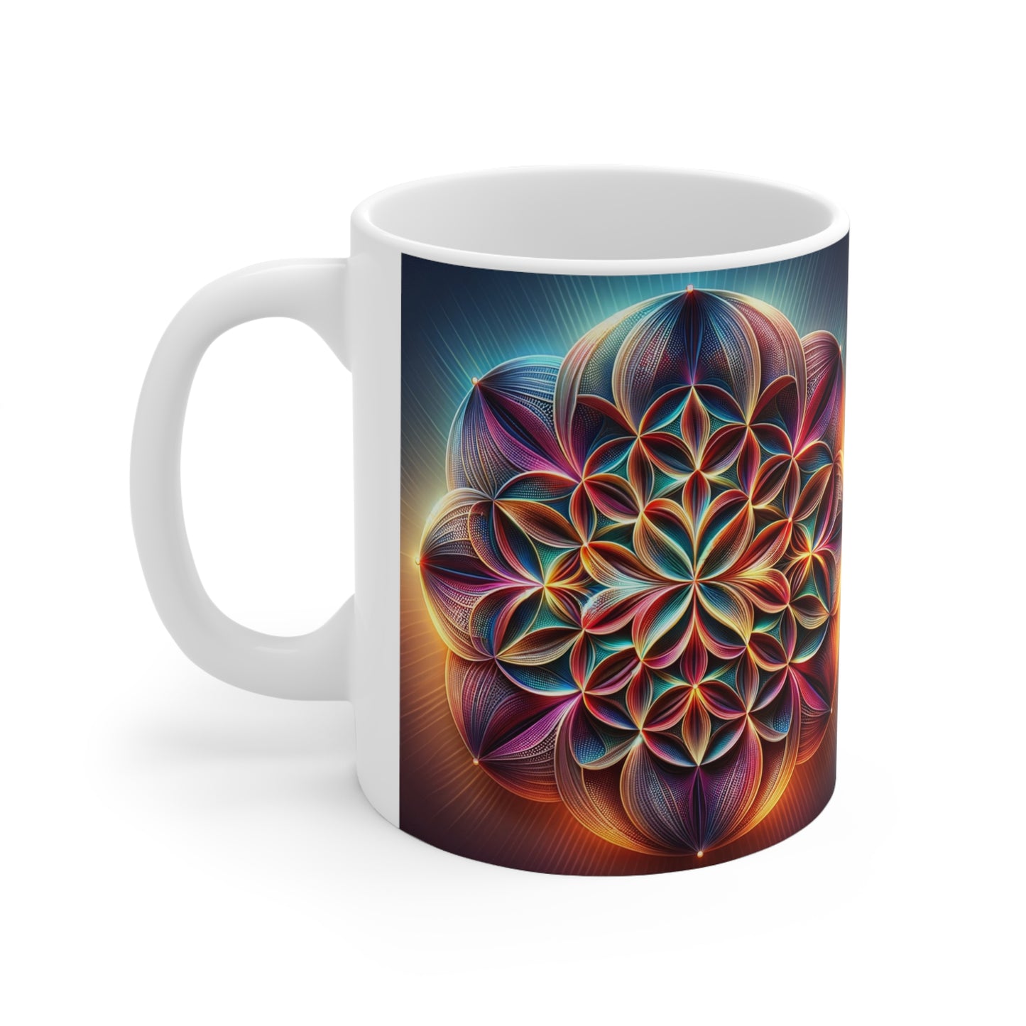 Tri-Color Flower of Life Ceramic Mug – BPA-Free 11oz / 325 ml / 0.33l