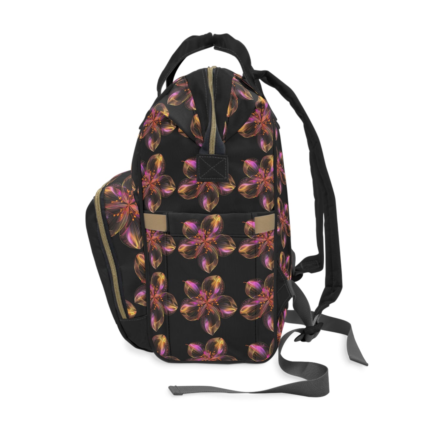 -Elevate Your Journey: Multifunctional Diaper Backpack with Flower Design