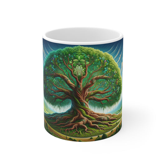 Tasse en céramique inspirée de l'arbre de vie – Sans danger, sans plomb et sans BPA, 11 oz (325 ml/0,33 l)