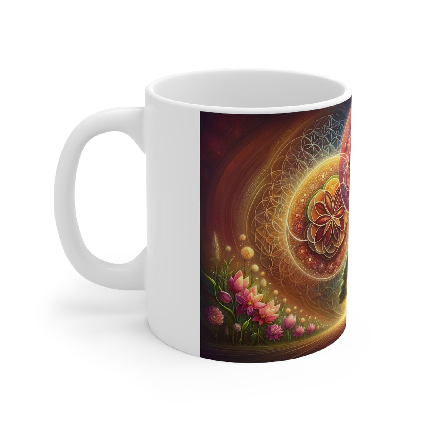 Flower and Tree of Life Ceramic Mug – Non-Toxic, Free from Lead & BPA-11oz/0.33l