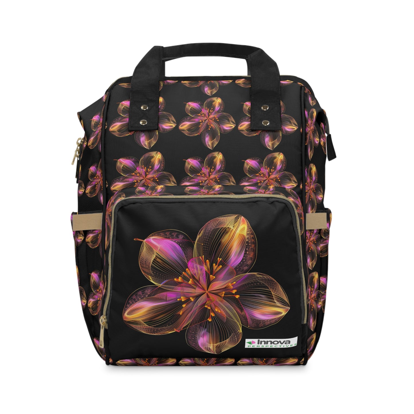 -Elevate Your Journey: Multifunctional Diaper Backpack with Flower Design