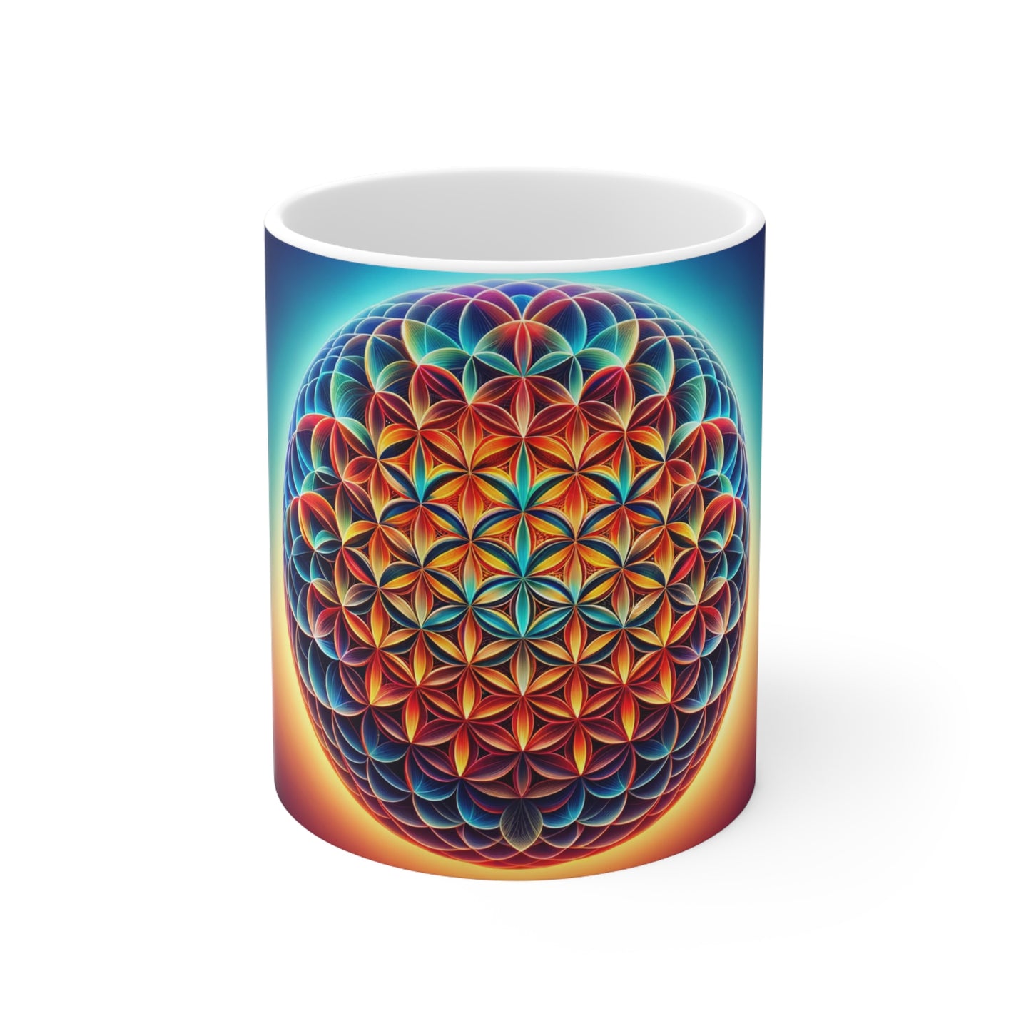 Lead and BPA-Free Ceramic Mug with Flower of Life Design – 11oz / 325ml Volume