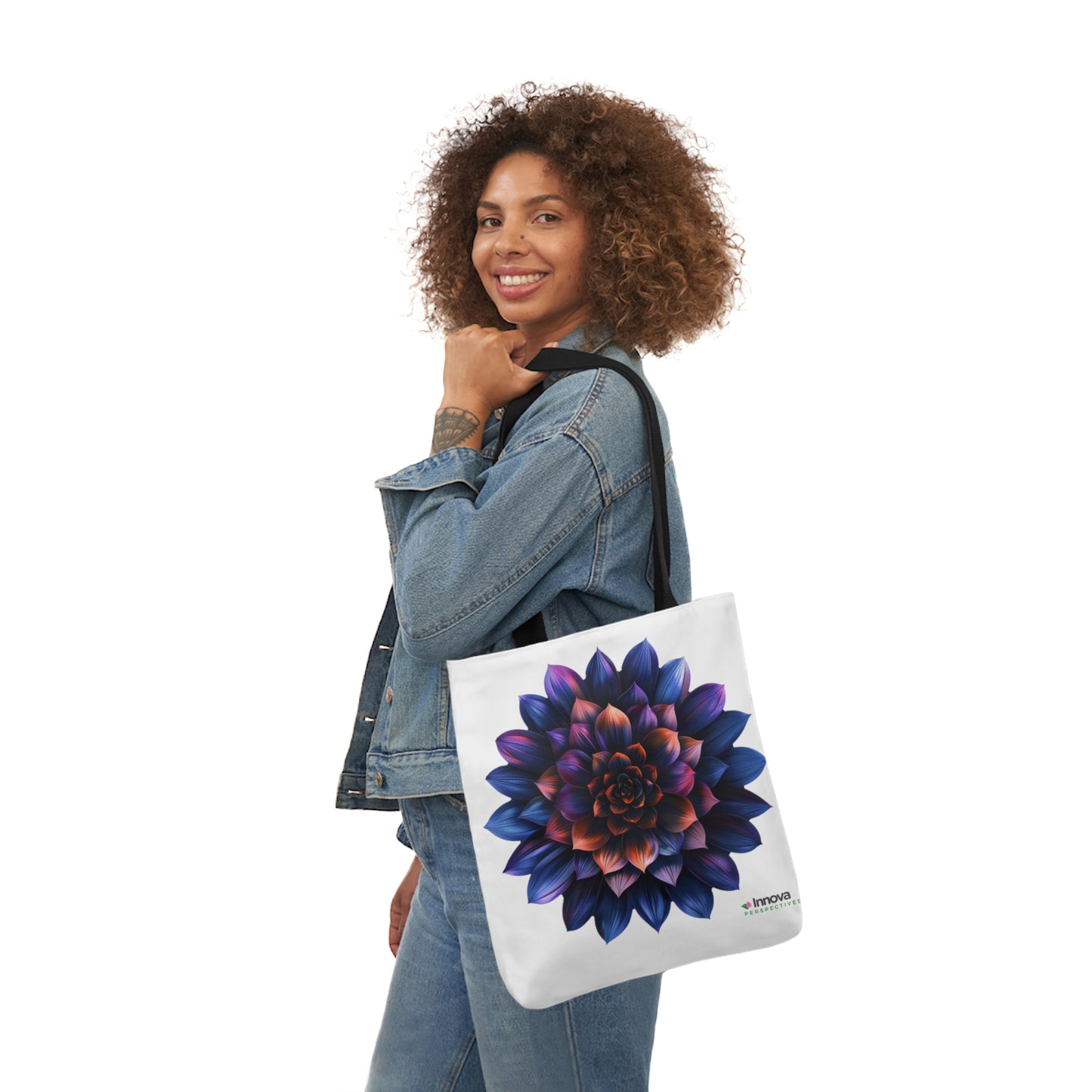 Flower of Life design Canvas Tote Bag, 5-Color Straps