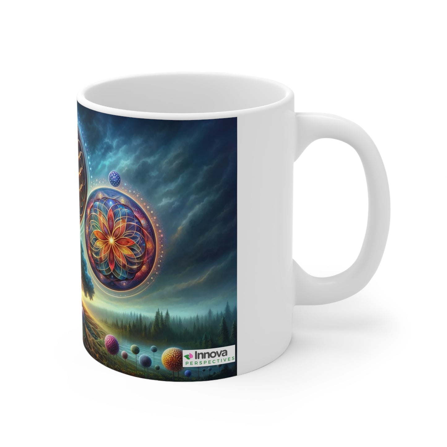 Eco-Friendly Ceramic Meditation Mug: BPA & Lead-Free with Sacred Geometry Design