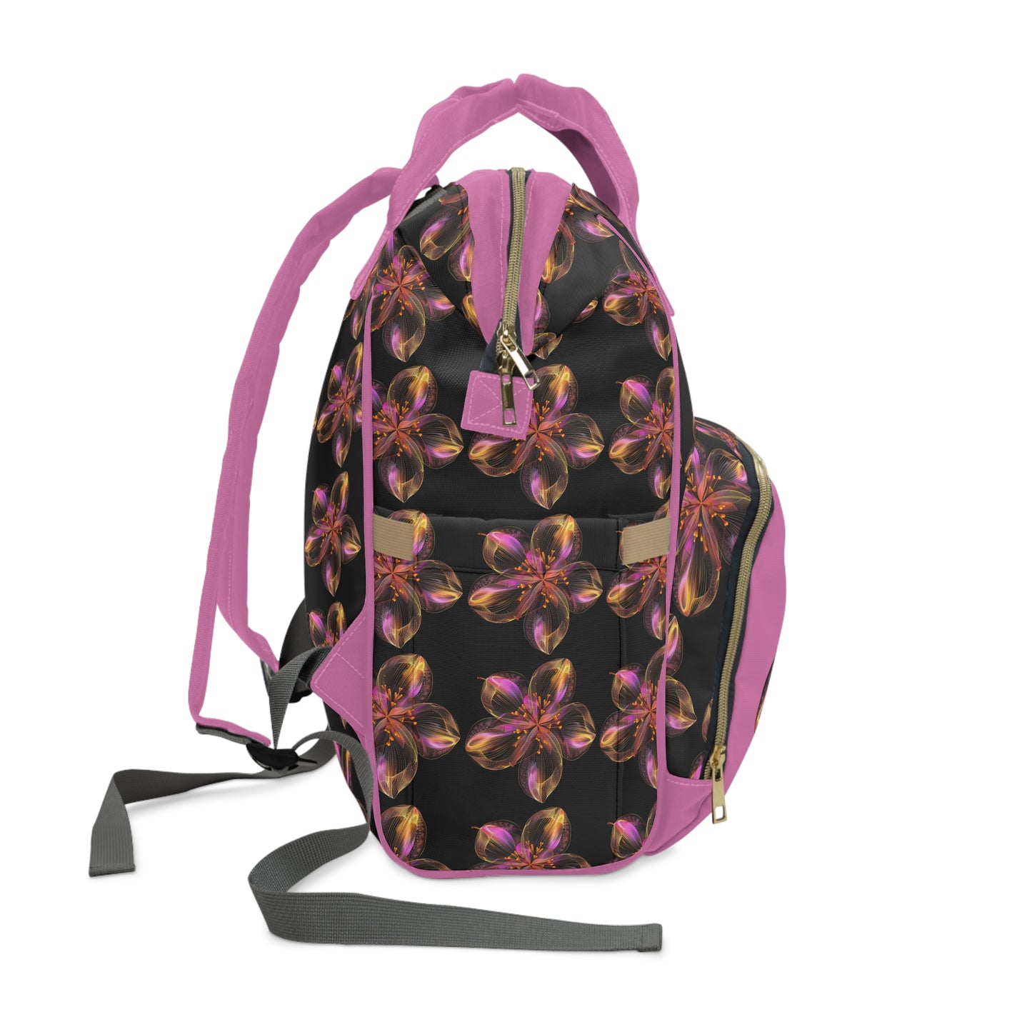 -Elevate Your Journey: Multifunctional Diaper Backpack with Flower Design