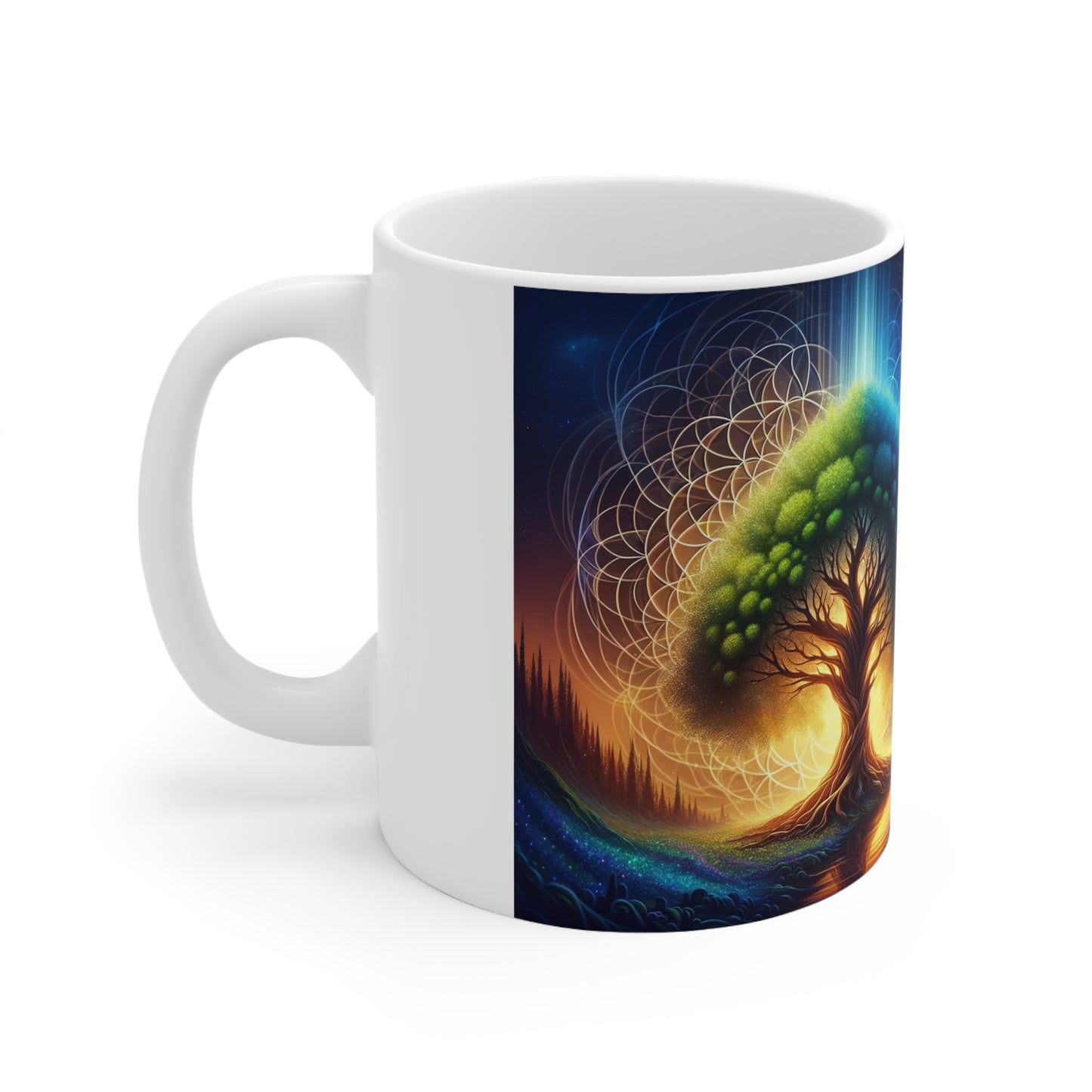 Ceramic Mug 11oz Tree of Life and Flower of Life-BPA and lead free 0.33 l/11 oz