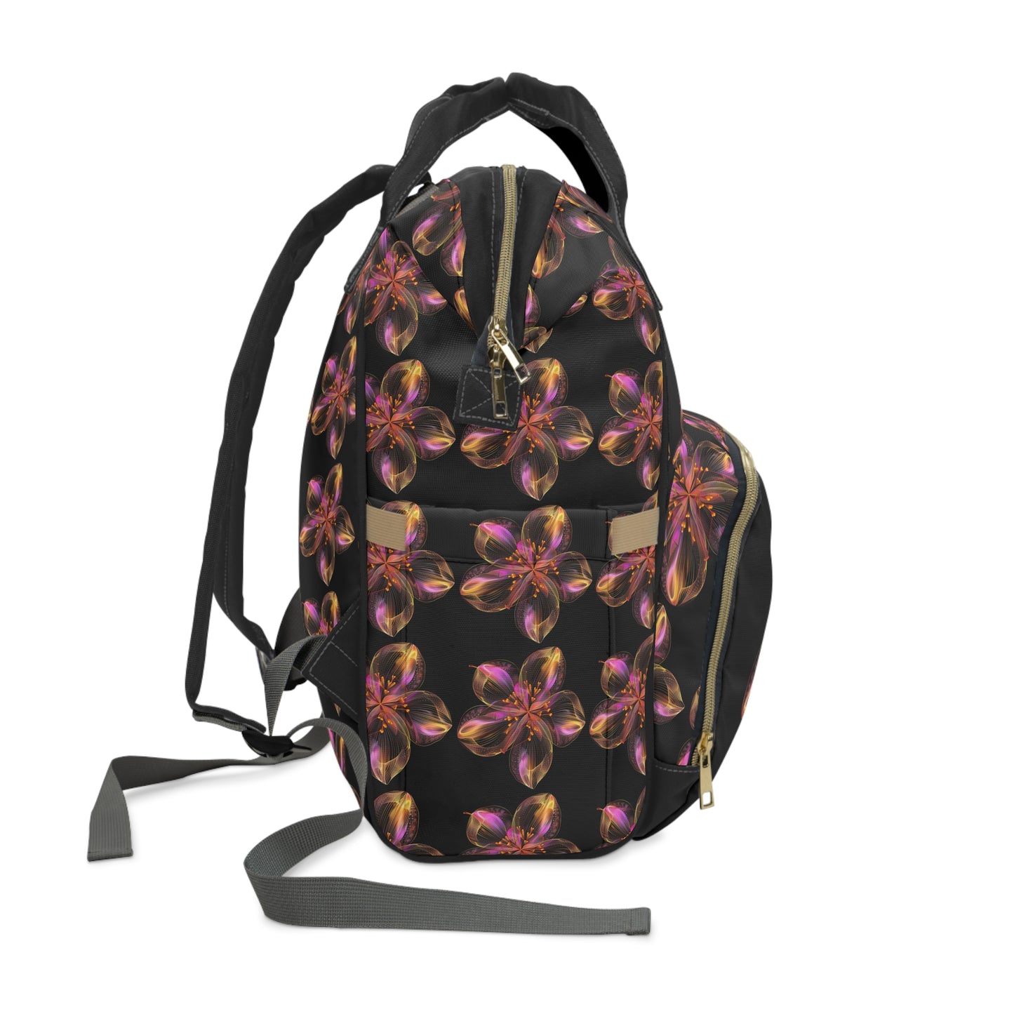 -Elevate Your Journey: Multifunctional Diaper Backpack with Flower Design