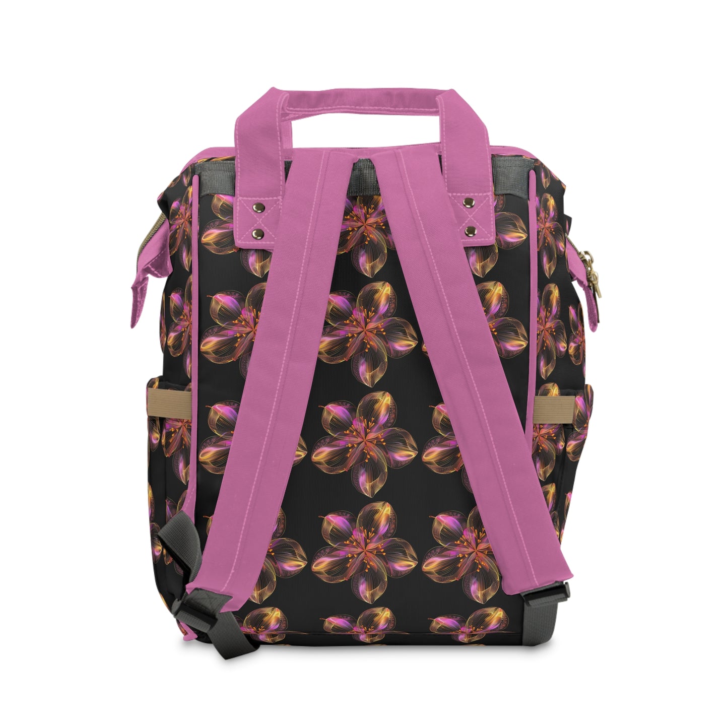 -Elevate Your Journey: Multifunctional Diaper Backpack with Flower Design