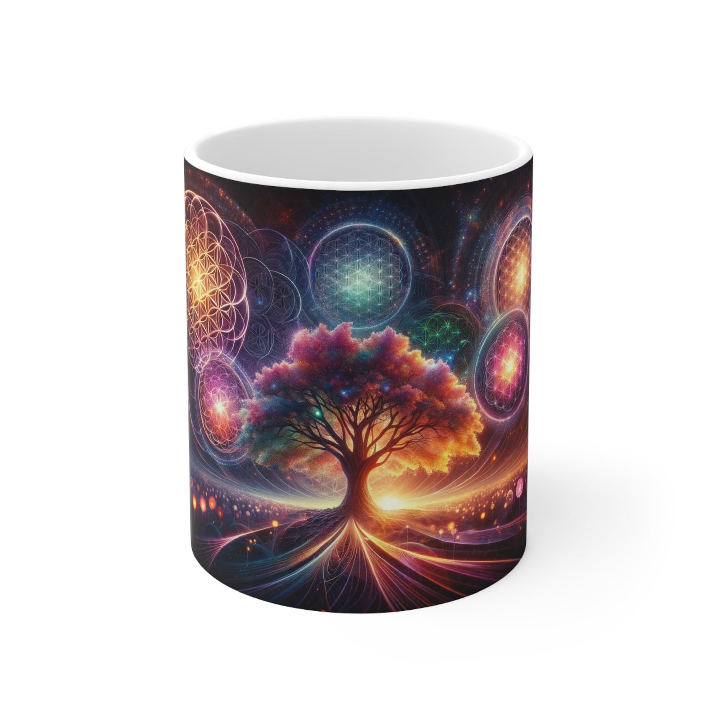 Health-Safe Flower and Tree of Life Mug – 11oz/325ml Ceramic, Without Lead/BPA