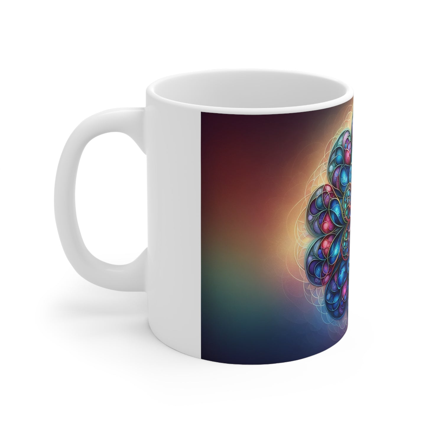 Sustainable 11oz/325ml Ceramic Mug – Flower of Life, Free from BPA & Lead