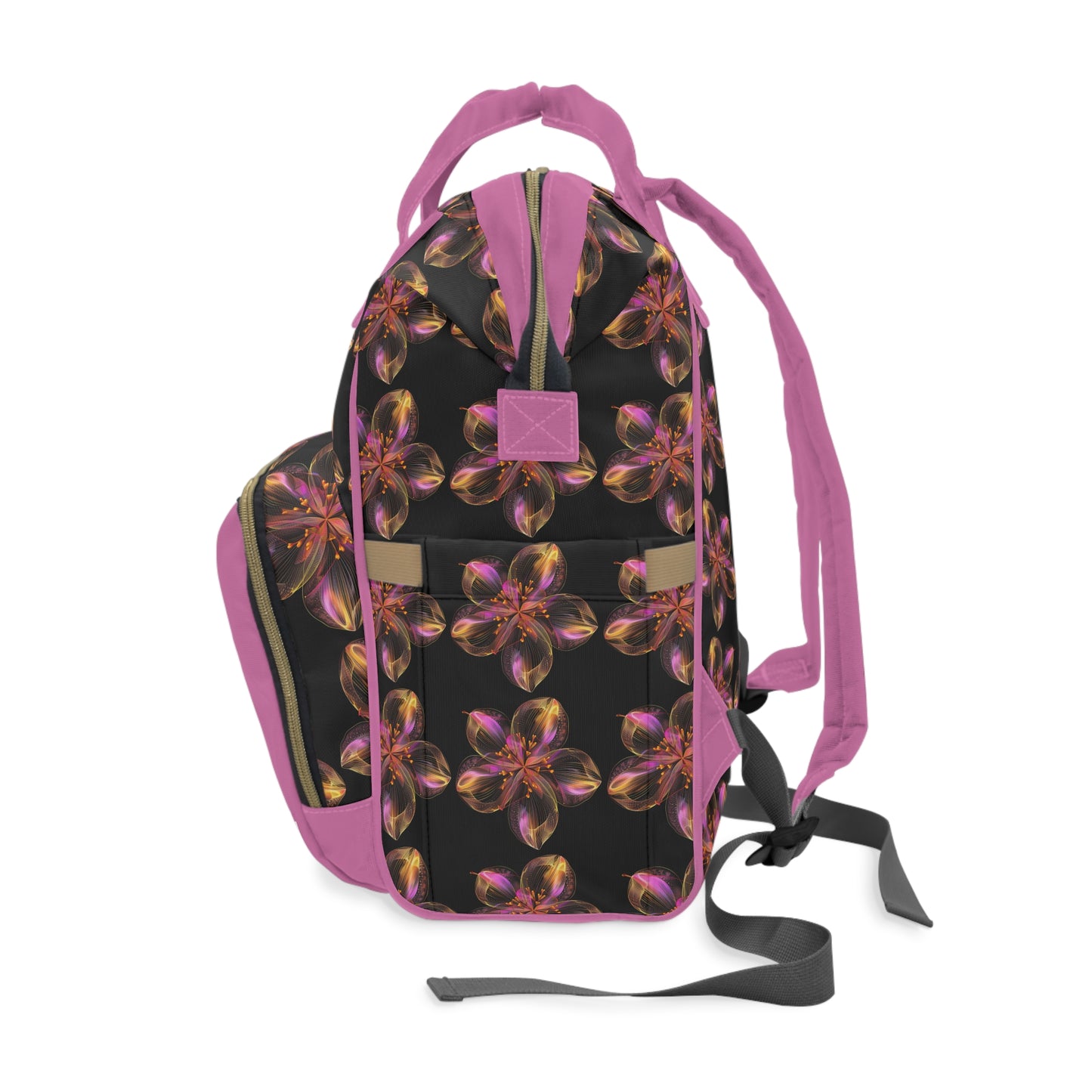 -Elevate Your Journey: Multifunctional Diaper Backpack with Flower Design