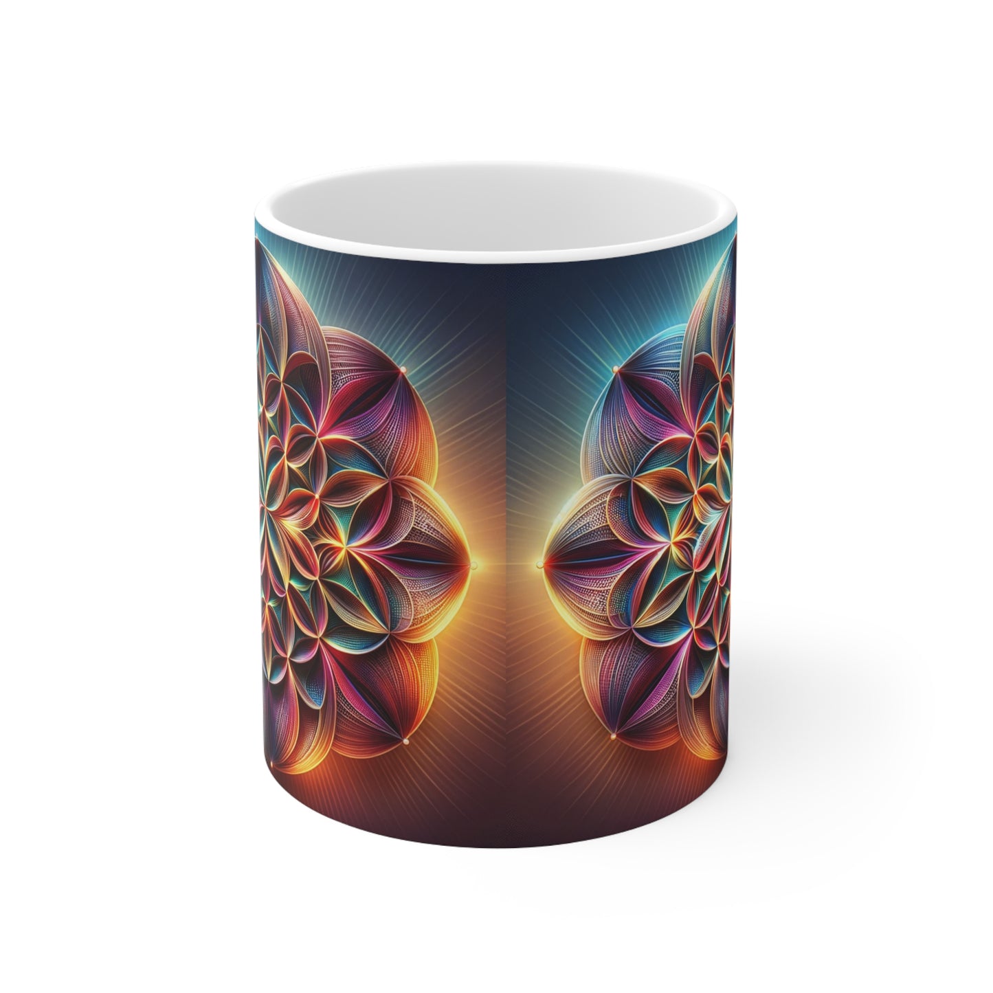 Tri-Color Flower of Life Ceramic Mug – BPA-Free 11oz / 325 ml / 0.33l