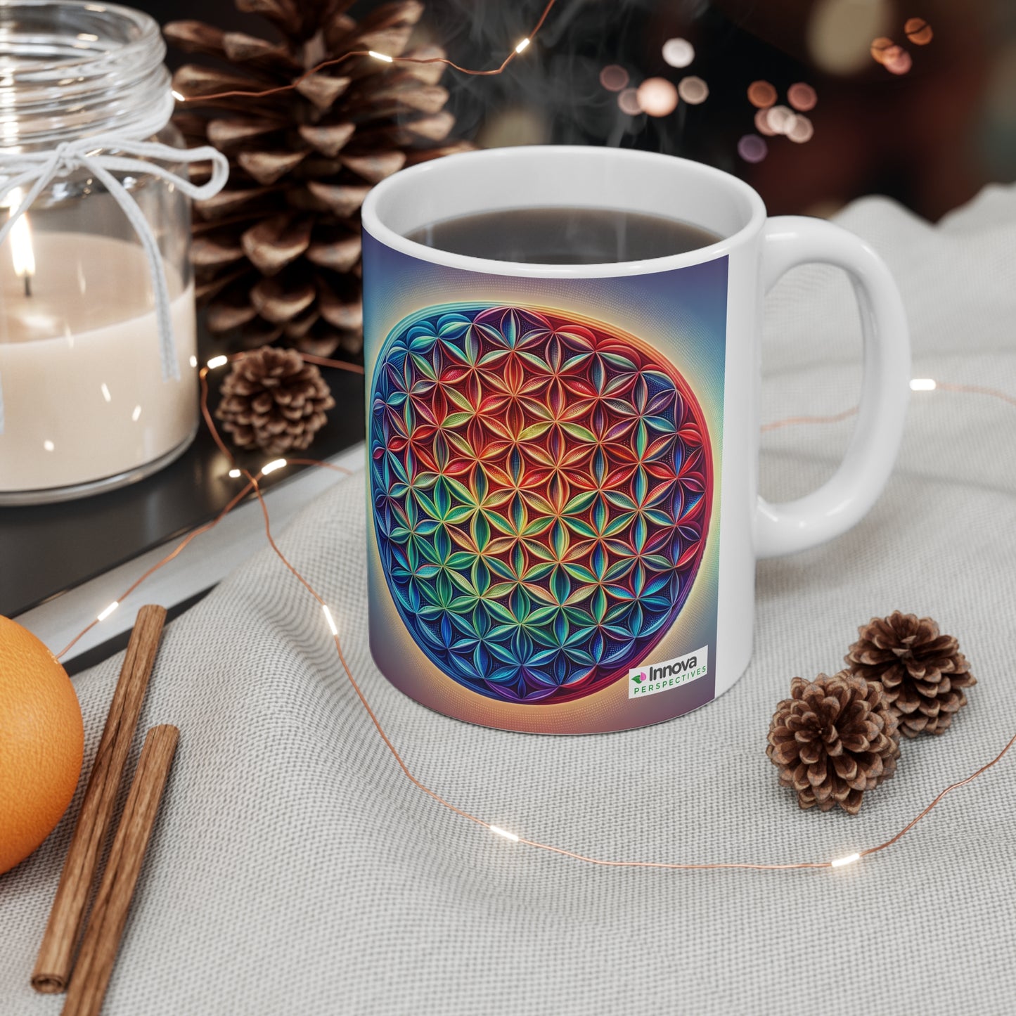 Flower of Life Inspired Lead and BPA free Ceramic Mug  (11oz / 325ml)