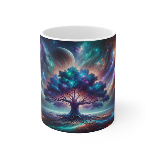 Splendide mug en céramique - Fleur et arbre de vie, sans BPA et sans plomb - 11 oz