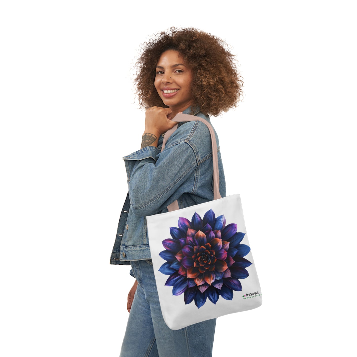 Flower of Life design Canvas Tote Bag, 5-Color Straps