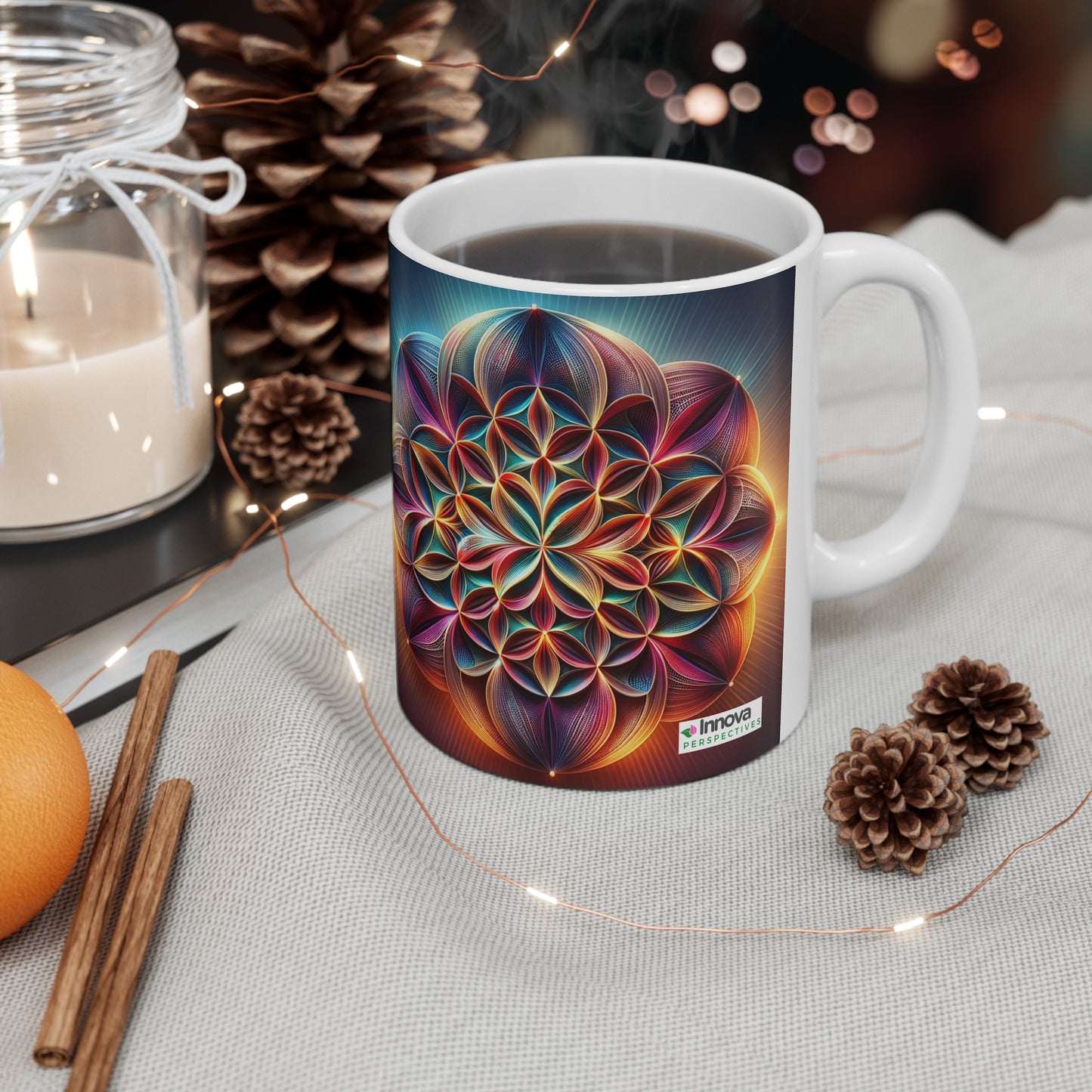 Tri-Color Flower of Life Ceramic Mug – BPA-Free 11oz / 325 ml / 0.33l