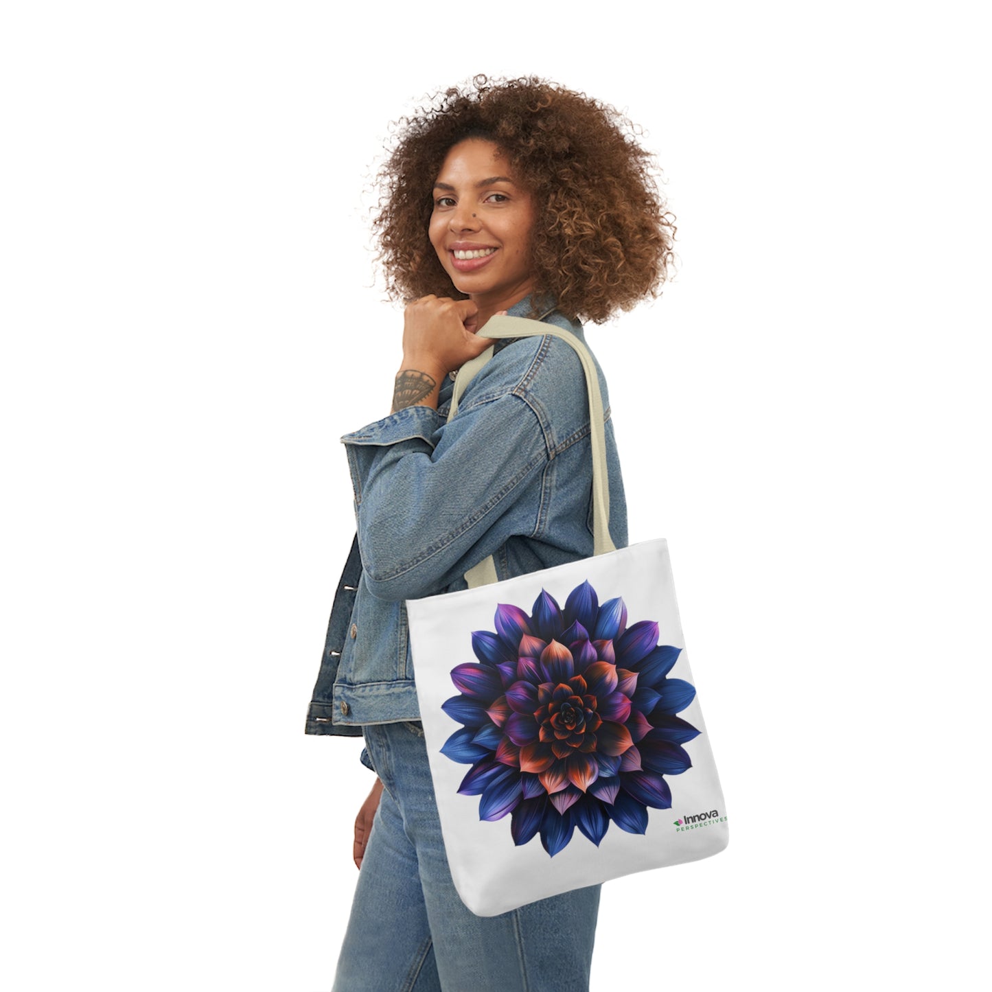 Flower of Life design Canvas Tote Bag, 5-Color Straps