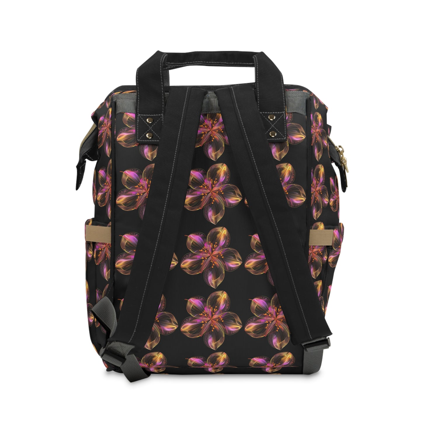 -Elevate Your Journey: Multifunctional Diaper Backpack with Flower Design