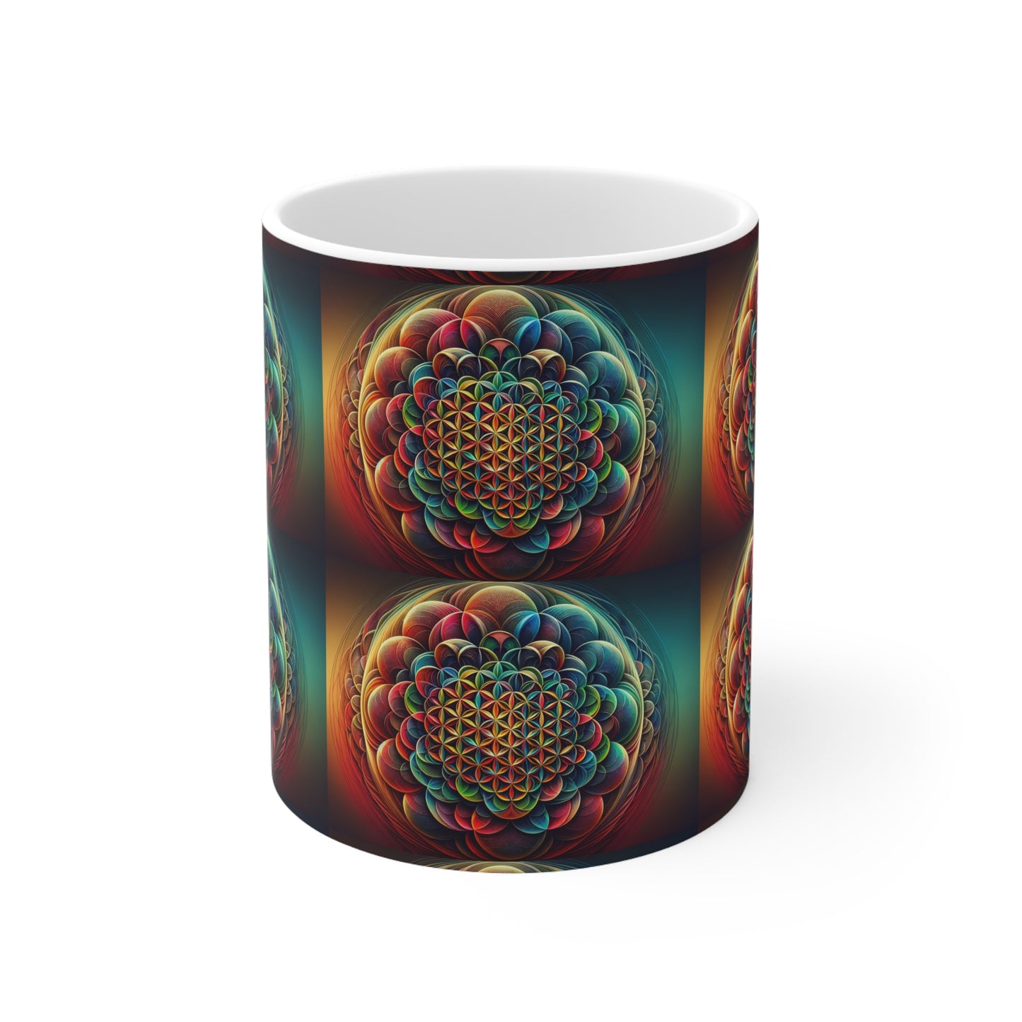 Flower of Life Mosaic Ceramic Mug -Serene, BPA-Free 11oz 325 ml 0.33l